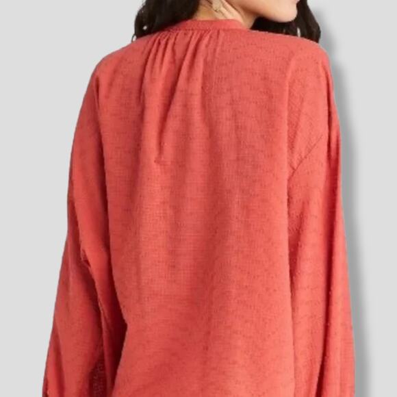 Universal Thread Women’s Orange Balloon Sleeve Oversized Poet Blouse Small NWOT - Picture 4 of 7